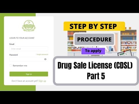 Thumbnail for How to apply for the New Drug Sale License of Medical store or Pharmacy | Apply DSL online (Part 5) by Asad Qandrani