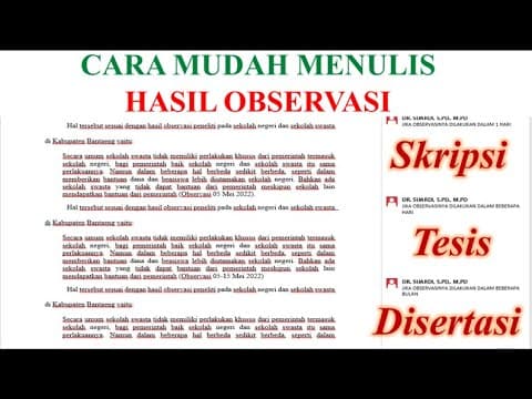 Thumbnail for CARA MUDAH MENULIS HASI OBSERVASI DARI HASIL PENELITIAN SKRIPSI, TESIS DAN DISERTASI by Suardi The Next Professor