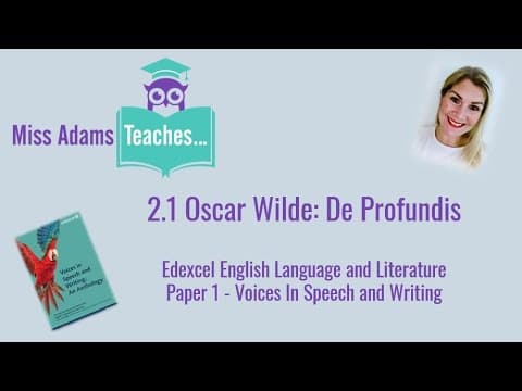 Thumbnail for 2.1 Oscar Wilde: De Profundis  - Edexcel Voices in Speech and Writing by Miss Adams Teaches...
