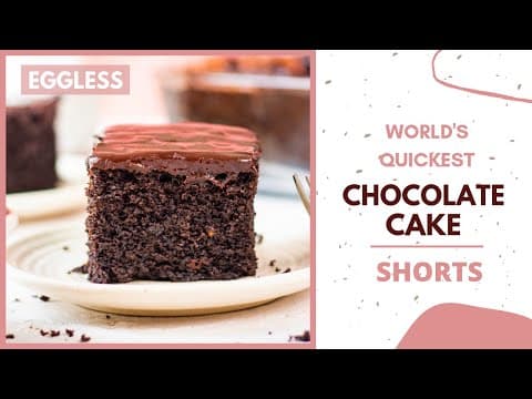 Thumbnail for Quickest, Softest Eggless Chocolate Cake | Fluffiest Chocolate Cake in JUST 6 minutes #SHORTS by Bake With Shivesh