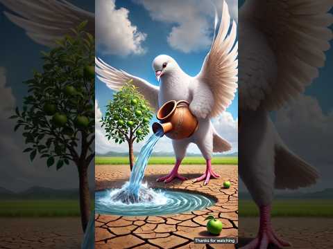 Thumbnail for The big pigeon plants an apple tree and brings it in a tractor 😭 #ai #pigeon #apple #tree by moon hindi animation 