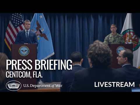 Thumbnail for LIVE: Sec War and CENTCOM Commander Conduct a Press Conference at U.S. Central Command by Department of War