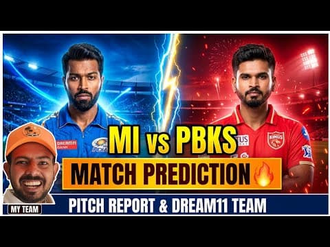 Thumbnail for MI vs PBKS Today Match Dream11 Prediction | Mumbai Indians vs Punjab Kings 2026 | Match 24 by Sports Fantasy Guruji
