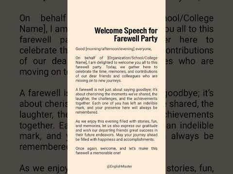 Thumbnail for Welcome Speech for farewell party #farewellparty #farewellspeech #shorts by Nyakmok