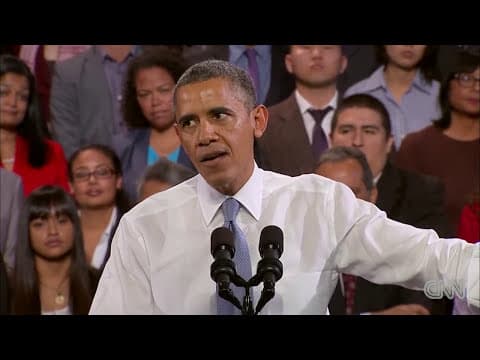 Thumbnail for (2013) Obama responds to hecklers at speech by CNN