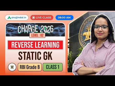 Thumbnail for RBI Grade B CHARGE 2026 | Static GK Class 1 | MCQs | Anuj Jindal by Anuj Jindal