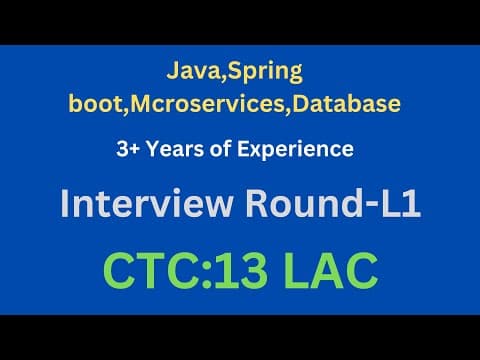 Thumbnail for infosys java developer interview questions for 3 years experience | Spring boot | core java by primejava_official