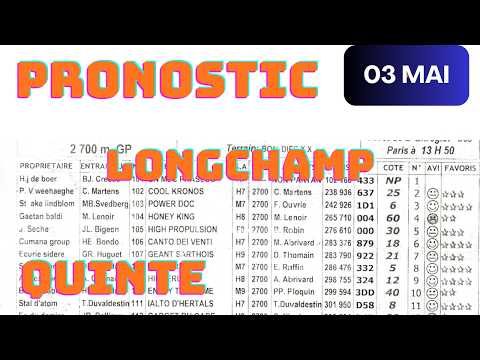 Thumbnail for 🔥 QUINTÉ DU 03 MAI 2026 : BASE SOLIDE + GAGNANT SÛR À LONGCHAMP by abdelaziz fethallah 