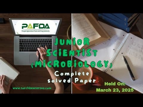Thumbnail for PAFDA Junior Scientist Microbiology | Complete Solved Paper | 23-03-2025 | TAZ Vlogs by TAZ Vlogs