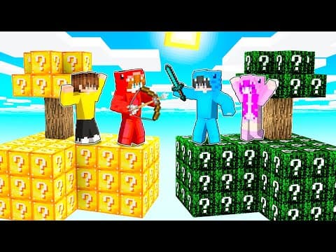 Thumbnail for NOOB vs HACKER: Desafío de Islas de Lucky Blocks en Minecraft by Nacho