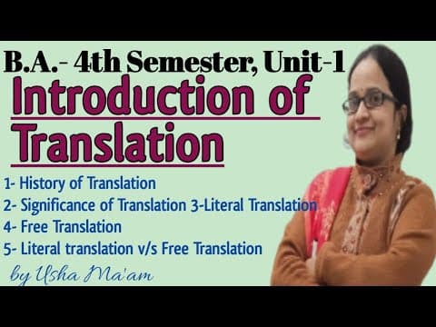 Thumbnail for Introducing of Translation || History & Significance of Translation || B.A.-4th Semester Unit-1 by Krishna classes