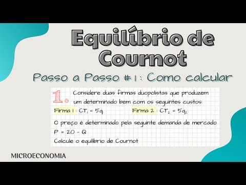 Thumbnail for Como calcular o Equilíbrio de COURNOT: PASSO A PASSO by Aplicadas Descomplicadas