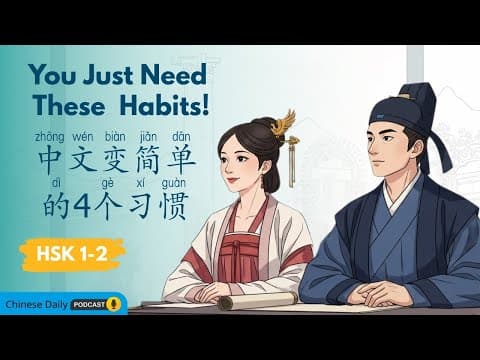 Thumbnail for HSK 1–2 | 中文变简单的4个习惯 | 4 Habits That Make Learning Chinese Easier by Chinese Daily Podcast