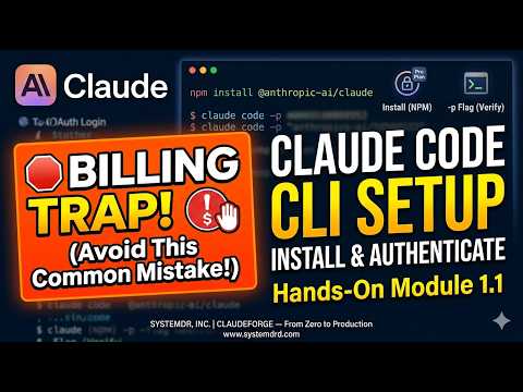 Thumbnail for Claude Code CLI Setup: Install, Auth & Billing Traps | Hands-On Claude Coding (Module 1.1) by SystemDR - Scalable System Design 