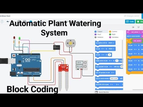 Thumbnail for Automatic Plant Watering System using Arduino Tinkercad in English | Block Coding |Irrigation System by EAZYTRONIC