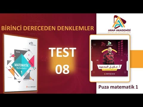 Thumbnail for حل تستات بوزا رياضيات 1 معادلة درجة اولى \ puza matematik 1 birinci dereceden denklem test 8 by Arap Akademisi