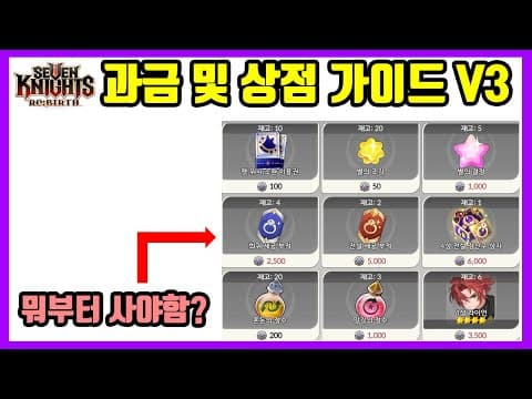 Thumbnail for [세븐나이츠 리버스] 상점 가이드 V3: 과금 우선순위, 일괄구매 설정, 교환상점 우선순위 총정리 by 욱캐리