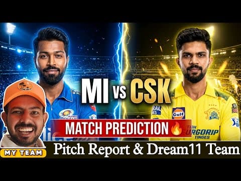 Thumbnail for MI vs CSK Today Match Dream11 Prediction | Mumbai Indians vs Chennai Super Kings 2026 | Match 33 by Sports Fantasy Guruji