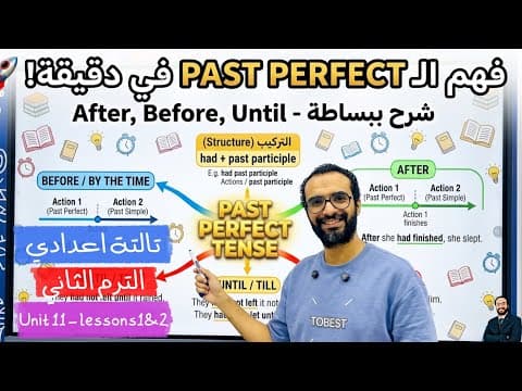 Thumbnail for أبسط شرح للماضي التام و الروابط | انجليزي تالتة اعدادي الترم الثاني| الوحدة 11 | الدرس الاول والثاني by مستر انجليزى