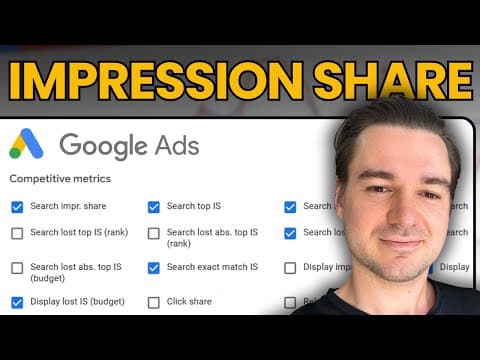 Thumbnail for How to Increase Search Impression Share | Impression Share EXPLAINED (Google Ads) by Max | Google Ads Nerd