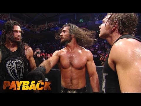 Thumbnail for WWE Network: Rollins, Reigns and Ambrose Triple Power Bomb Randy Orton through the announce table by WWE