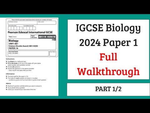 Thumbnail for Edexcel IGCSE 2024 Biology Paper 1 Walkthrough (4BI1/1B) [PART 1/2] by RevWise