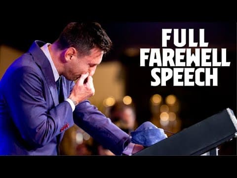 Thumbnail for Leo Messi says goodbye to FC Barcelona (full farewell speech) by FC Barcelona