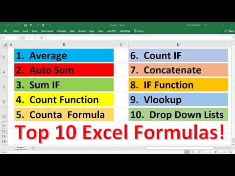 Thumbnail for Top 10 Most Important Excel Formulas - Made Easy! by The Organic Chemistry Tutor
