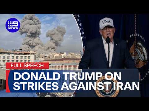 Thumbnail for IN FULL: Trump's chilling speech after Iran strikes | 9 News Australia by 9 News Australia