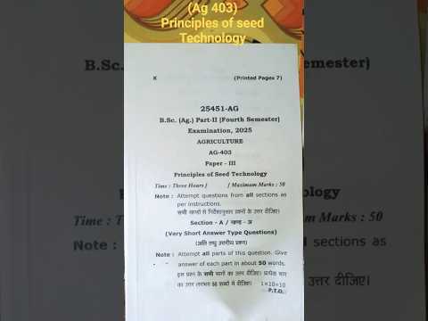 Thumbnail for B.Sc (Ag HONS) 4th Semester #examination,2025 (Principles of seed Technology Ag403)#vbspu Jaunpur 🌳🌾 by Agriculture Wala🌳🌱