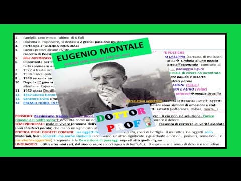 Thumbnail for 📙 EUGENIO MONTALE: Riassunto vita, opere, pensiero, correlativo oggettivo + ossi di seppia by DOTTOR PROF