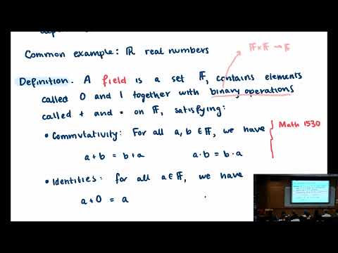Thumbnail for Linear Algebra with Theory; Lecture 3: Fields by Madeline Brandt