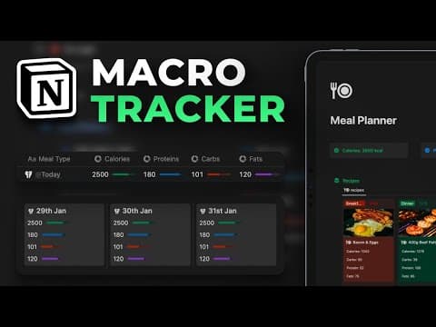 Thumbnail for How To Track your macros with this Simple Notion meal planner by Chris Punt