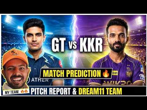 Thumbnail for GT vs KKR Today Match Dream11 Prediction | Gujarat Titans vs Mumbai Indians 2026 | Match 25 by Sports Fantasy Guruji