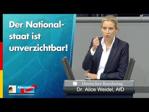Thumbnail for Der Nationalstaat ist unverzichtbar! - Alice Weidel - AfD-Fraktion im Bundestag by AfD-Fraktion Bundestag