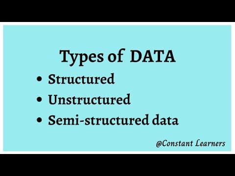 Thumbnail for 2. What is data? Different types of data? Structured | Semi-structured | Unstructured data by Constant Learners