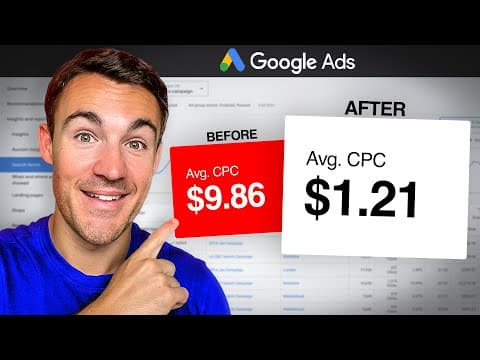 Thumbnail for How To MASSIVELY Reduce Google Ads Cost Per Click by Ben Heath - Google Ads