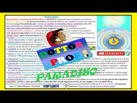 Thumbnail for ✅ LA DIVINA COMMEDIA #3: riassunto PARADISO (con schemi, video, immagini) by DOTTOR PROF