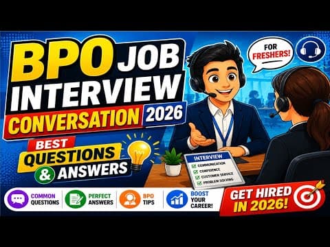 Thumbnail for BPO Job Interview Conversation 2026 | Best Questions & Answers for Freshers (English) by Ts