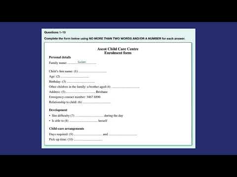 Thumbnail for Ascot Child Care Centre Enrolment form | Section 1 | IELTS Listening Test | All English 4U by All English 4U