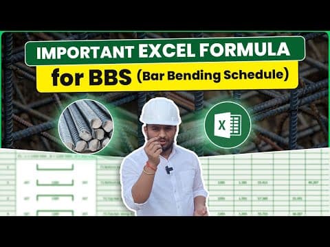 Thumbnail for Important Excel Formula for BBS🔥 | Bar Bending Schedule in Excel by REINFORCE