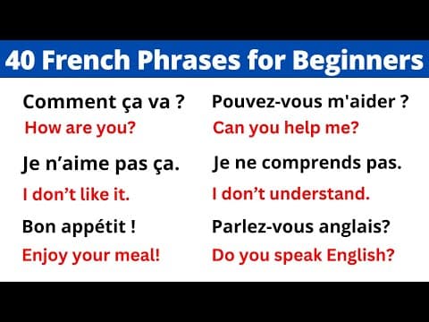 Thumbnail for Learn 40 Basic French Phrases for Beginners by 7 Minute Language School