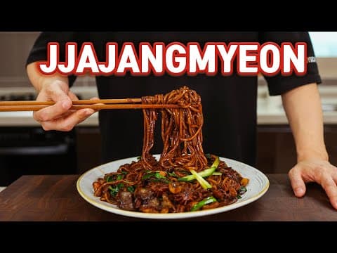 Thumbnail for The BEST Korean Noodles, Jjajangmyeon Black Bean Noodles Recipe by Aaron and Claire