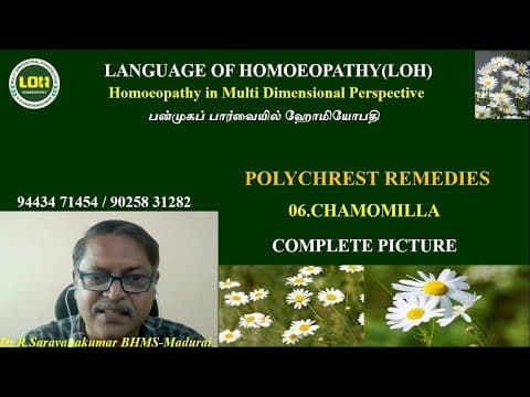 Thumbnail for 06.CHAMOMILLA # POLYCHREST REMEDIES # Dr.R.Saravanakumar BHMS # Madurai by LANGUAGE OF HOMOEOPATHY
