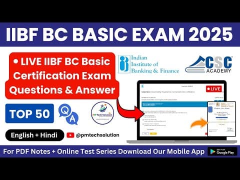 Thumbnail for IIBF BC Basic Certification Live Exam Questions Answer in Hindi and English New Pattern 2026 by PM Tech Solution