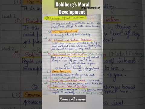 Thumbnail for kohlberg's moral development theory #ctet #dsssb #viral #shorts #youtubeshorts by learning with simran