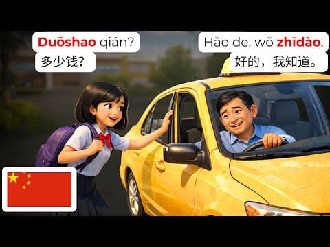 Thumbnail for 🚗 15个日常打车中文对话 (HSK 1-2) | 司机乘客实用会话 🚗 by Say Mandarin (Shuō Zhōngwén)