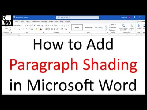 Thumbnail for How to Add Paragraph Shading in Microsoft Word (PC & Mac) by Erin Wright Writing