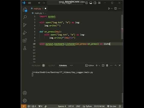 Thumbnail for Building a Simple Keylogger in Python! 🖥️💡 #pythontutorial #coding by Byte Pioneers