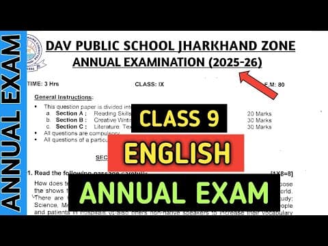 Thumbnail for Dav class 9 question paper of English of annual/final exam 2026 | Dav paper Zone | 2025-26 | by DAV Paper Zone